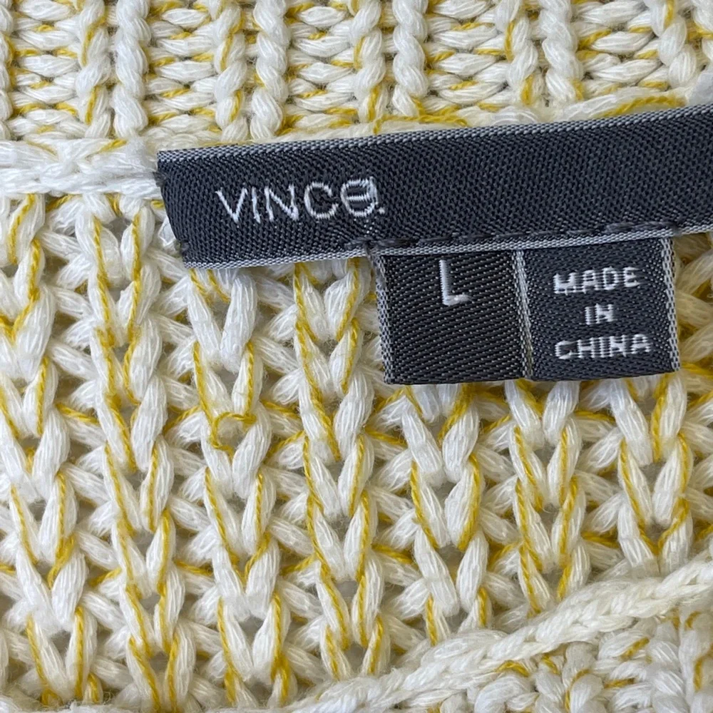 Vince | Chartreuse Chunky Knit Crew Neck Long Sleeve Banded Cuffs Tunic Sweater - Picture 9 of 13